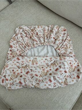 Floral Fitted Crib Sheet - Pink & Tan Blossom Print